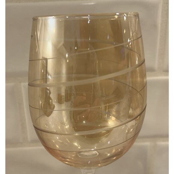 Mikasa Set Of 4 Cheers Orange Stemmed Crystal Wine Glasses Etched Patterns - Picture 10 of 15